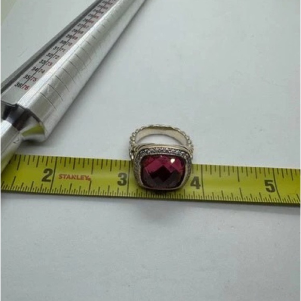 David Yurman Tourmaline Sterling Silver w/ pave diamonds Ring- size 8.5. A-76